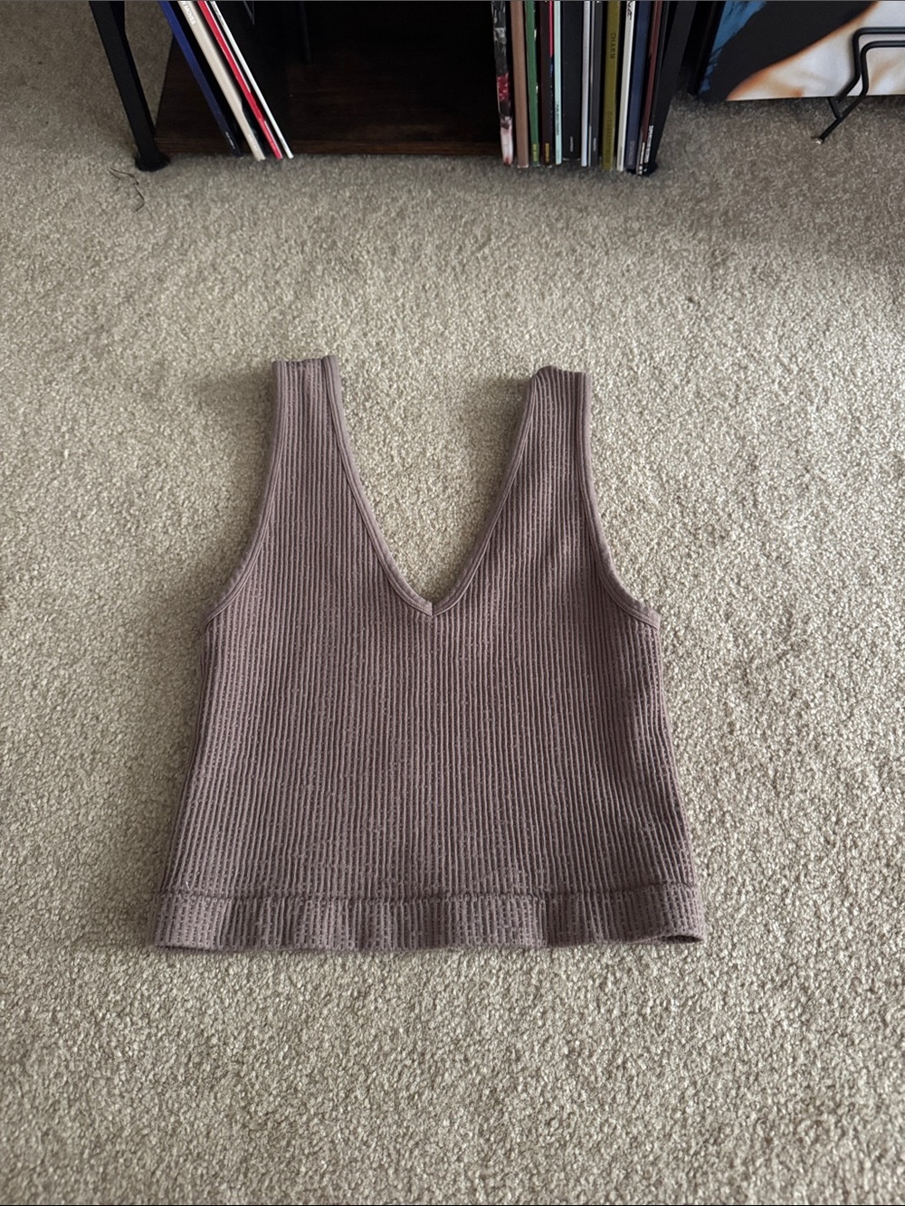 Women’s V-Neck Ribbed Knit Tank Top - Mauve